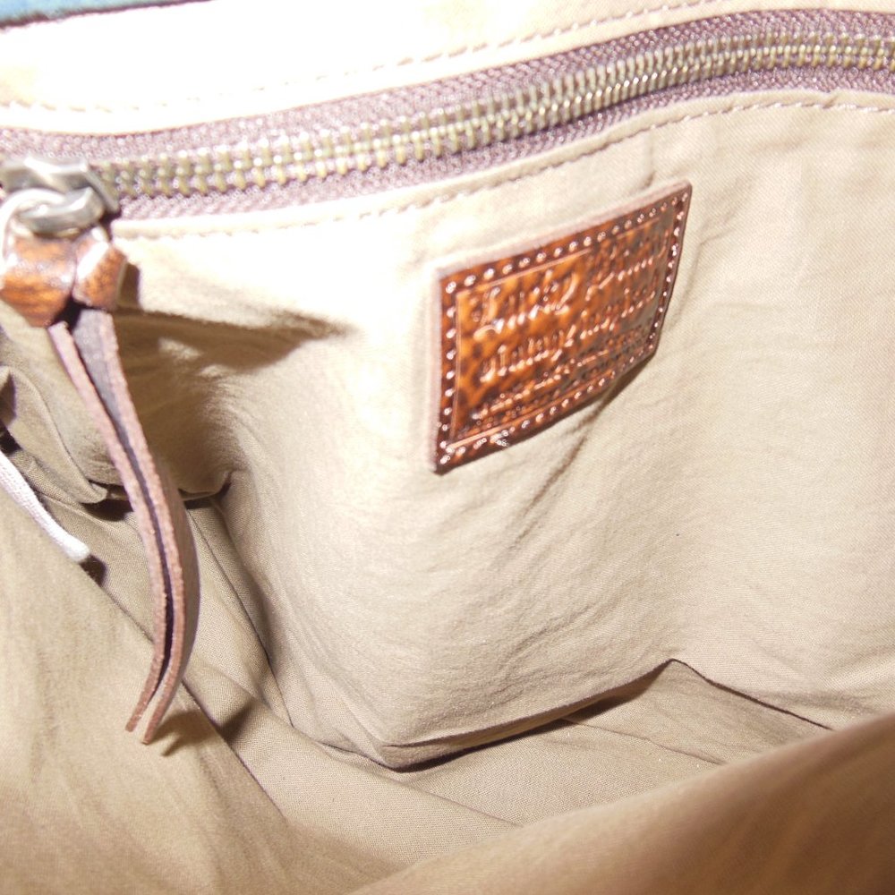 Lucky Brand Blue Suede Shoulder Bag with Brown Strap - Picture 4 of 14